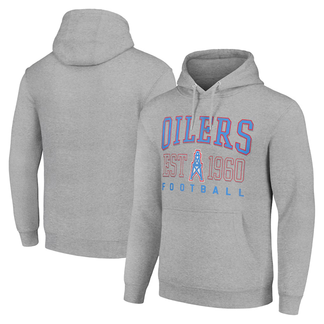 Men's Grey Tennessee Titans Throwback Logo Pullover Hoodie